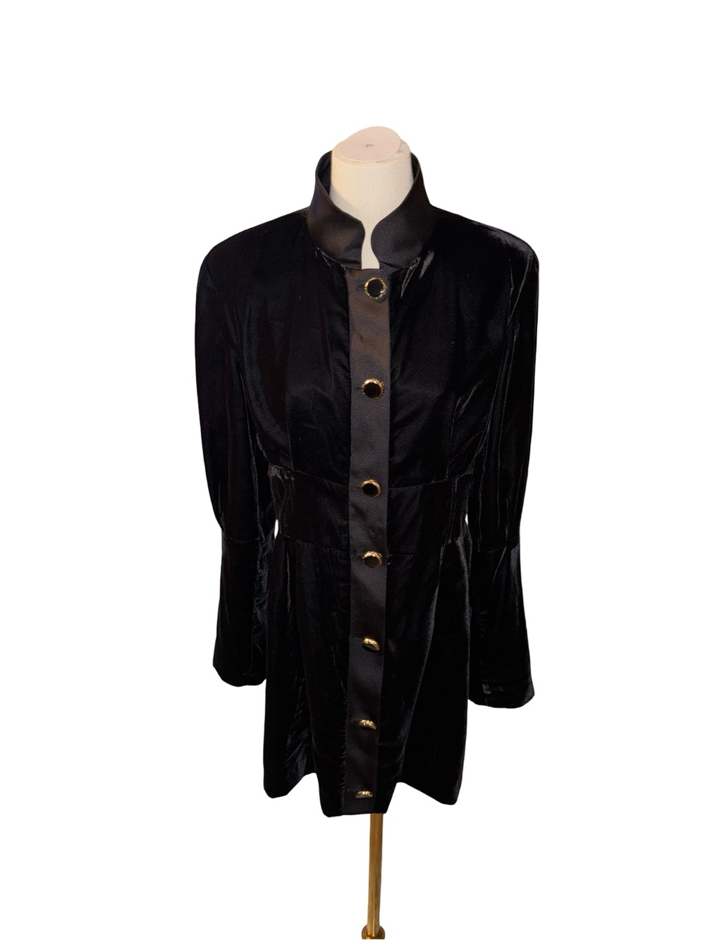 Adl x Raisa Vanessa velvet Embroidered Dress with gold buttons